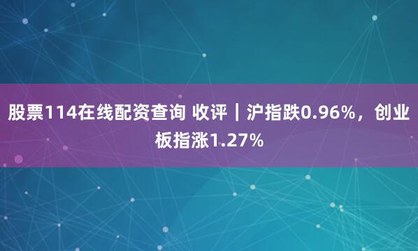 股票114在线配资查询 收评｜沪指跌0.96%，创业板指涨1.27%