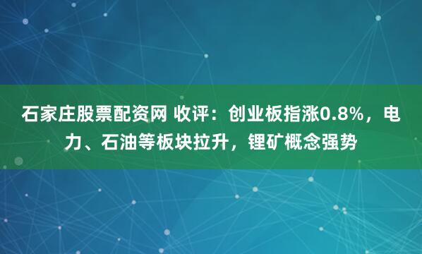 石家庄股票配资网 收评：创业板指涨0.8%，电力、石油等板块拉升，锂矿概念强势